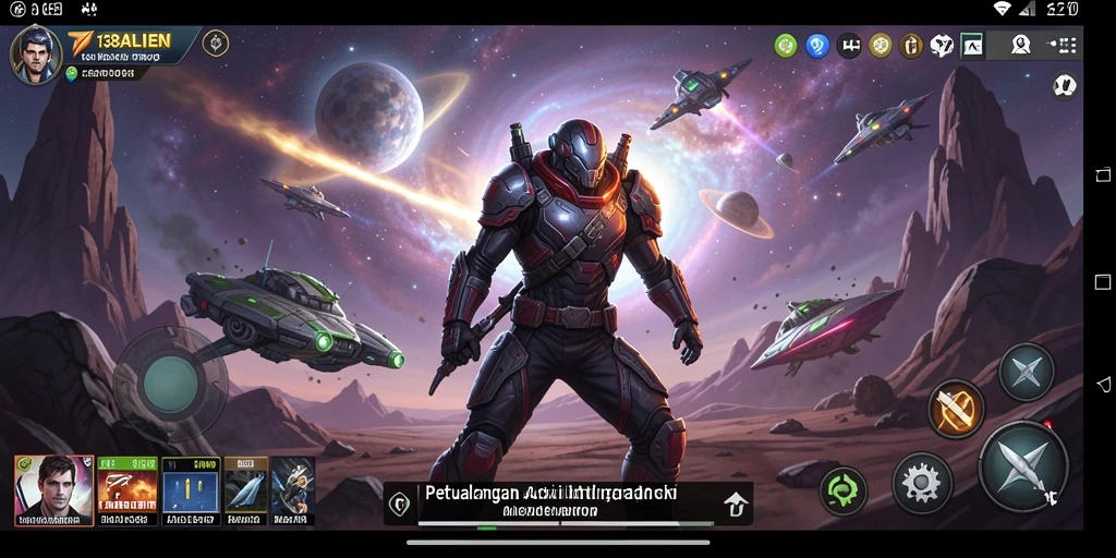 Screenshot gameplay 138ALIEN menunjukkan aksi mendebarkan dalam antargalaksi.