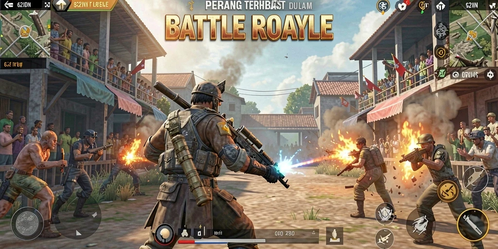 Gameplay Battle Royale yang mendebarkan di 62IDN.
