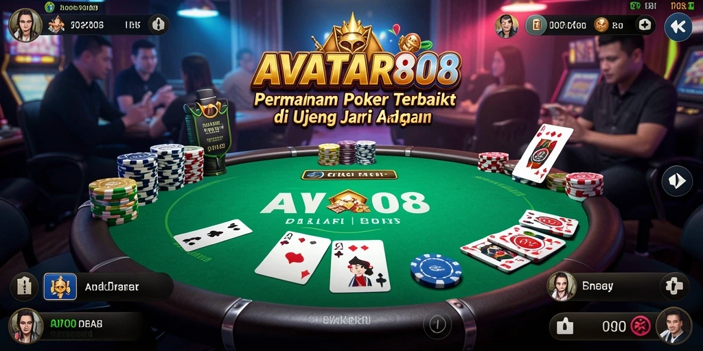 Screenshot gameplay AVATAR808 menunjukkan suasana kompetitif yang menegangkan dalam permainan Poker.