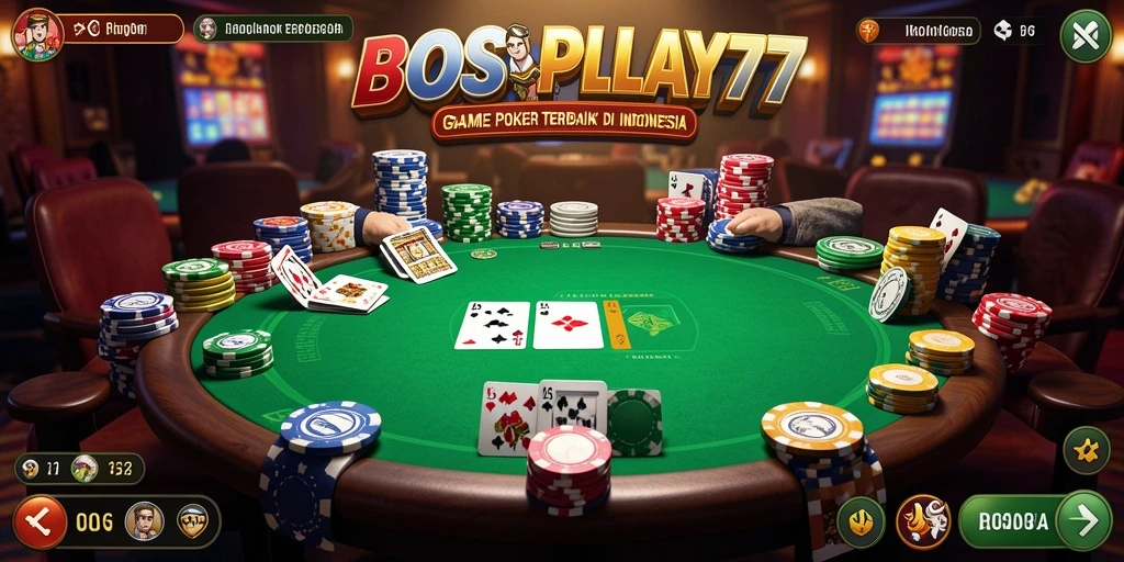 Screenshot gameplay BOSPLAY77 yang menampilkan suasana Poker yang menegangkan.