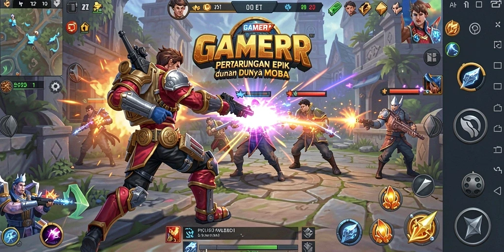 Gameplay intens GAMERP dengan grafis menawan dan pertarungan strategis.
