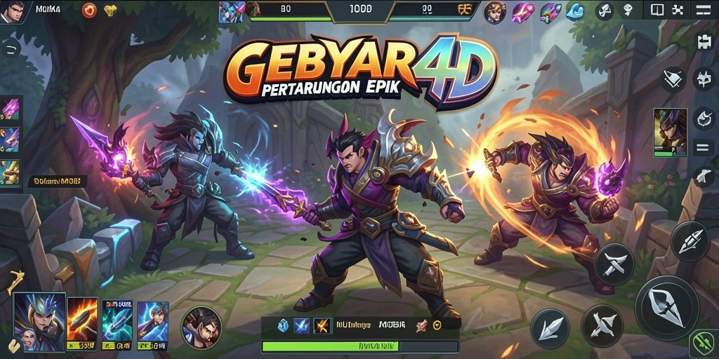 Screenshot GEBYAR4D menampilkan aksi seru dalam permainan MOBA.