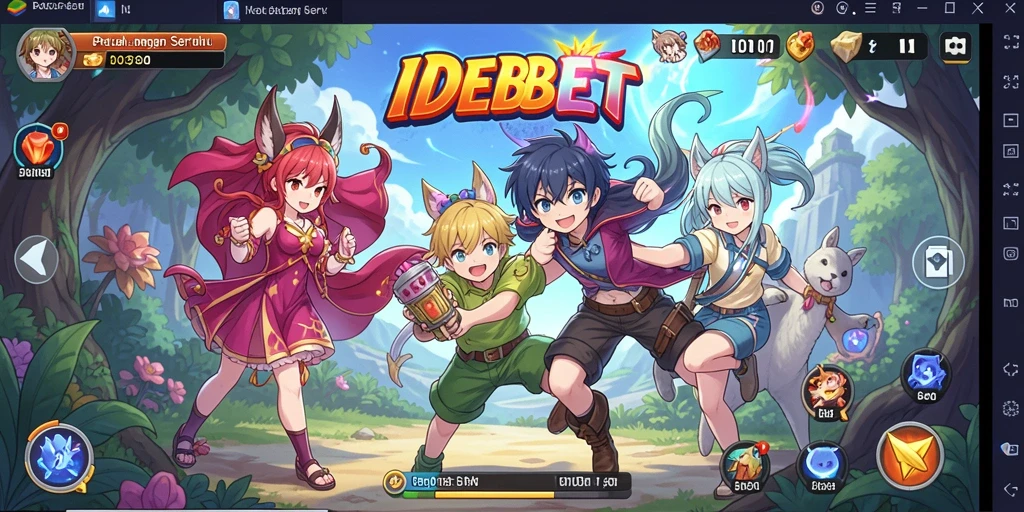 Screenshot utama IDEBET menampilkan aksi gameplay seru dengan karakter anime yang menarik.