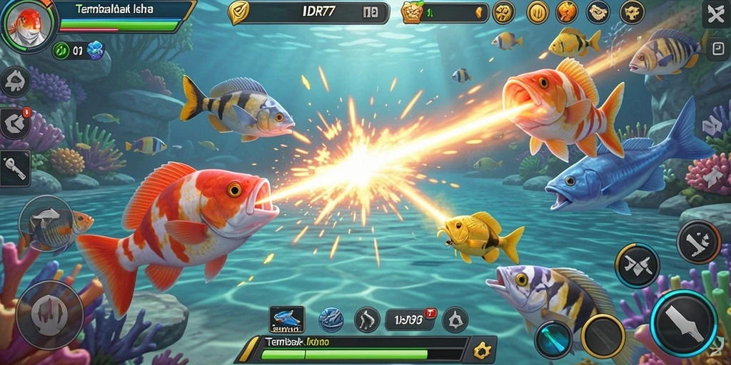 Screenshot gameplay Tembak Ikan di IDR77 yang penuh aksi.