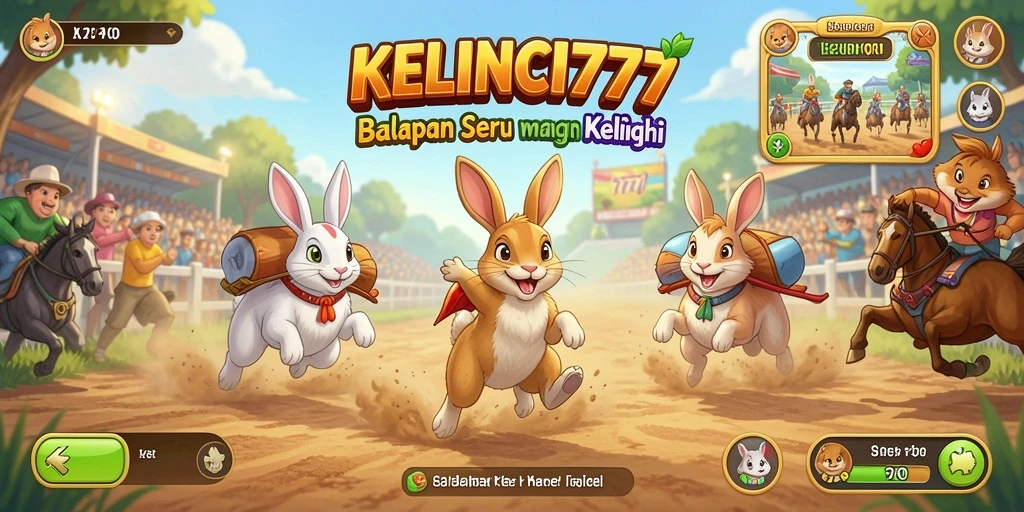 Tampilan gameplay KELINCI777 yang penuh aksi balapan kelinci.