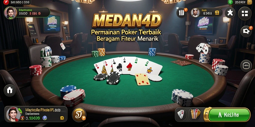 Tampilan gameplay seru di MEDAN4D dengan suasana poker yang mendebarkan.