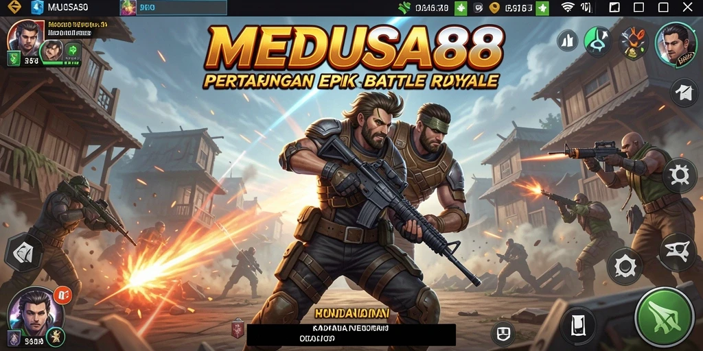 Screenshot MEDUSA88 menampilkan tempur seru di arena Battle Royale.