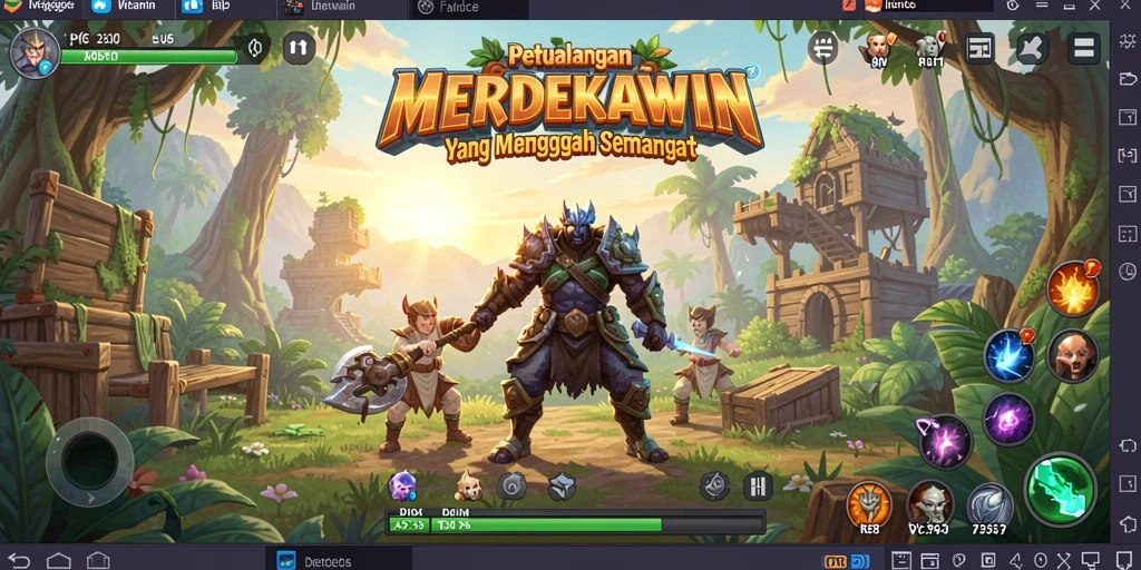 Tampilan gameplay mendebarkan dari petualangan RPG MERDEKAWIN.