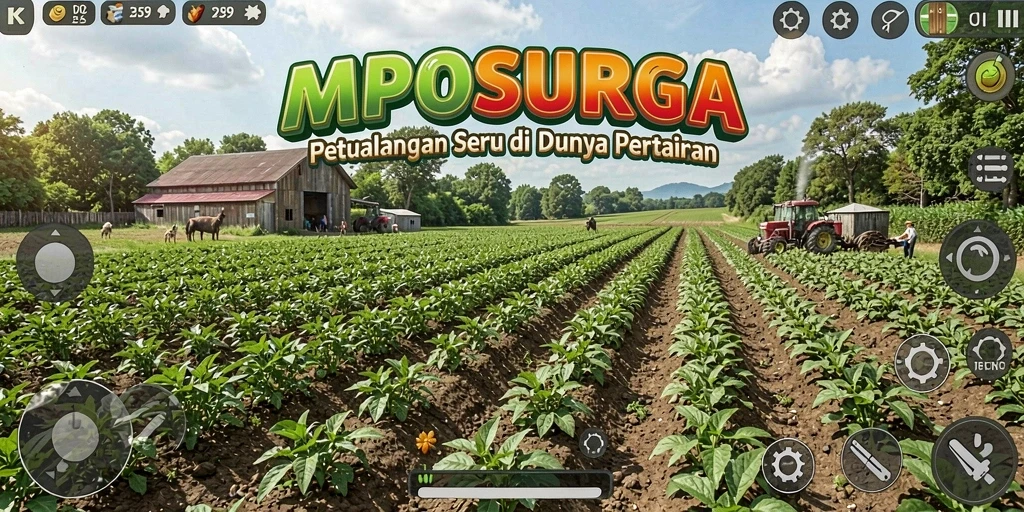 Tampilan gameplay MPOSURGA dengan petualangan bertani yang seru.
