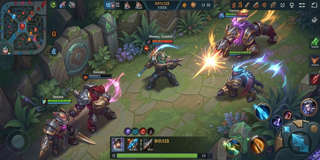 Screenshot gameplay <strong>RATU123</strong> menampilkan aksi seru di arena MOBA.